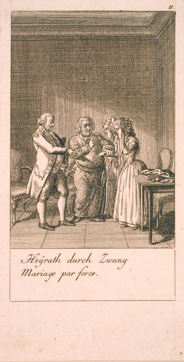 Motiv för äktenskap och deras konsekvenser. Bl. 7 av Daniel Nikolaus Chodowiecki