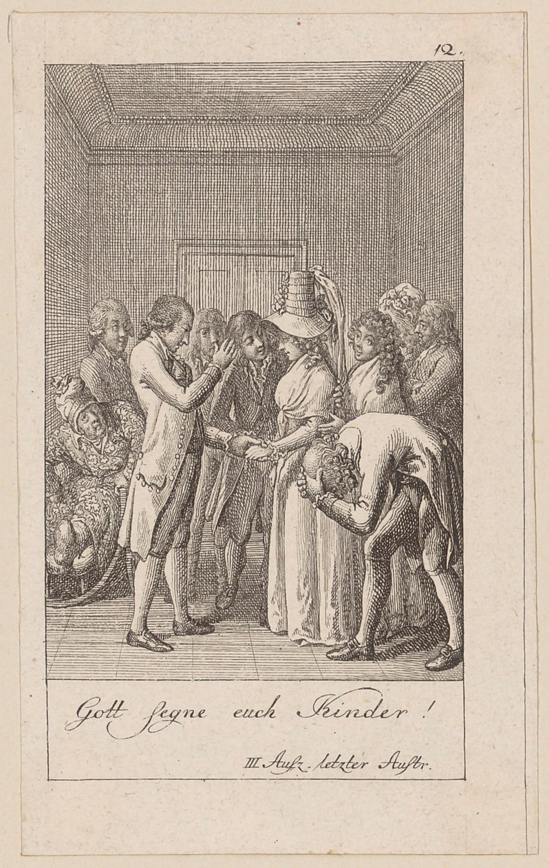 Blad 12 till August von Kotzebues Indianerna i England av Daniel Nikolaus Chodowiecki