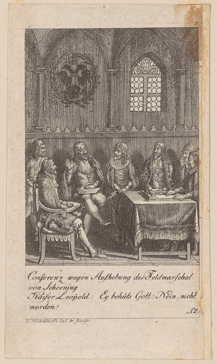 Blad 1 i serien "Brandenburgs historia" av Daniel Nikolaus Chodowiecki