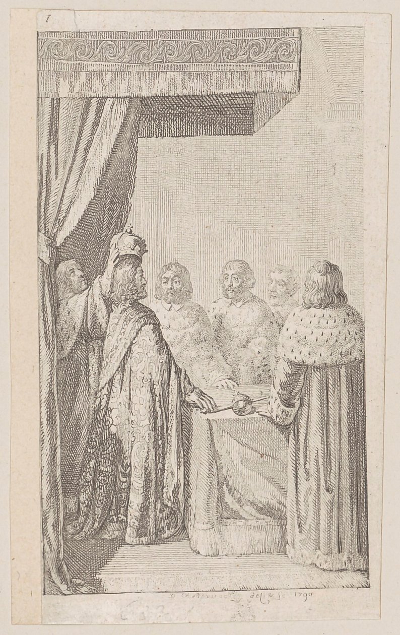 Blad 1 till "Preussisk-brandenburgsk statshistoria", andra delen av Daniel Nikolaus Chodowiecki