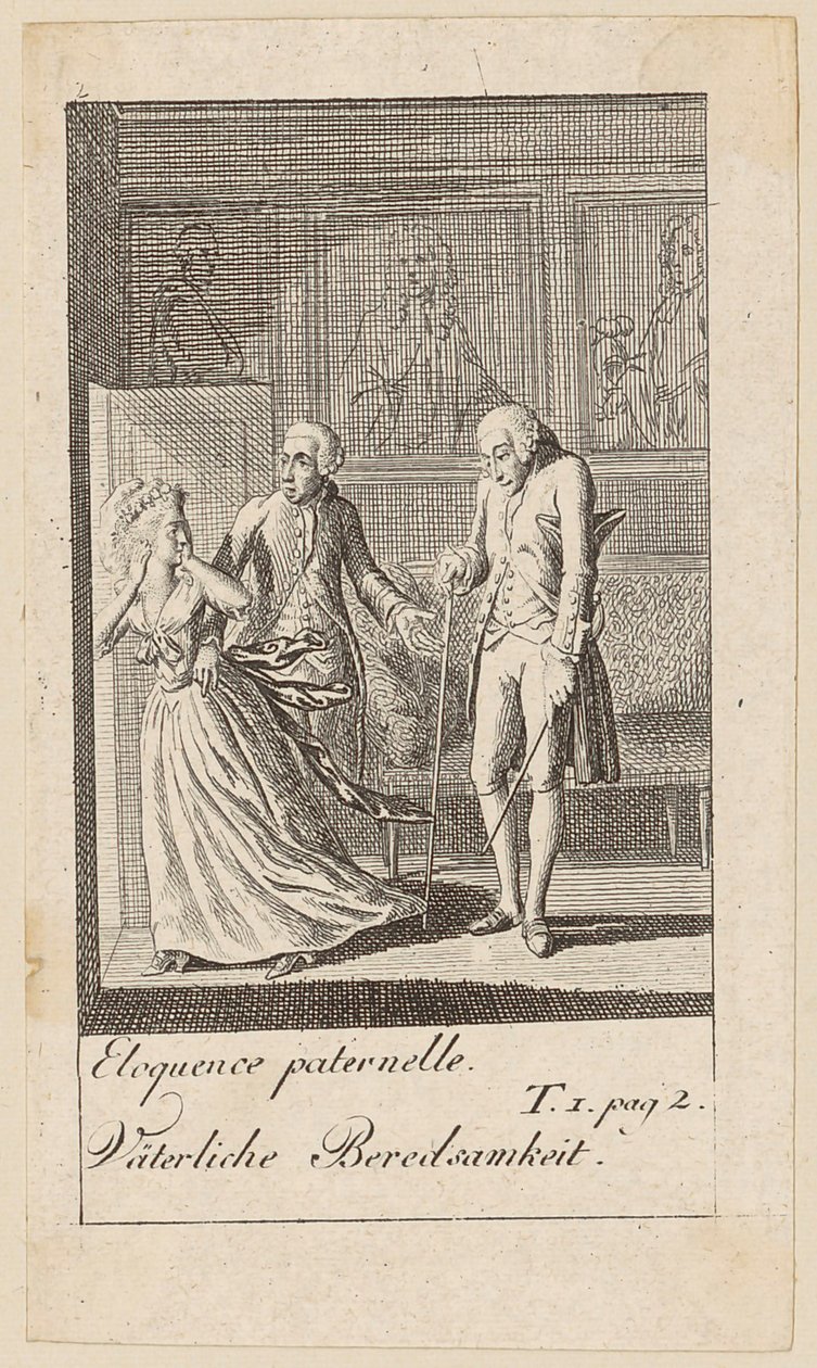Blad 2 till "Karoline von Lichfield" av Daniel Nikolaus Chodowiecki