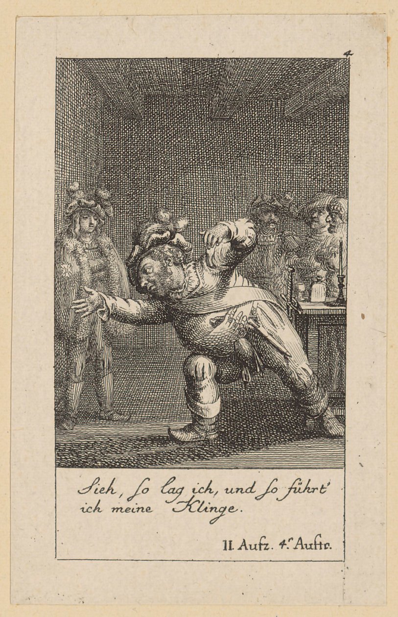 Blad 4 till Shakespeares "Kung Henrik den fjärde" av Daniel Nikolaus Chodowiecki