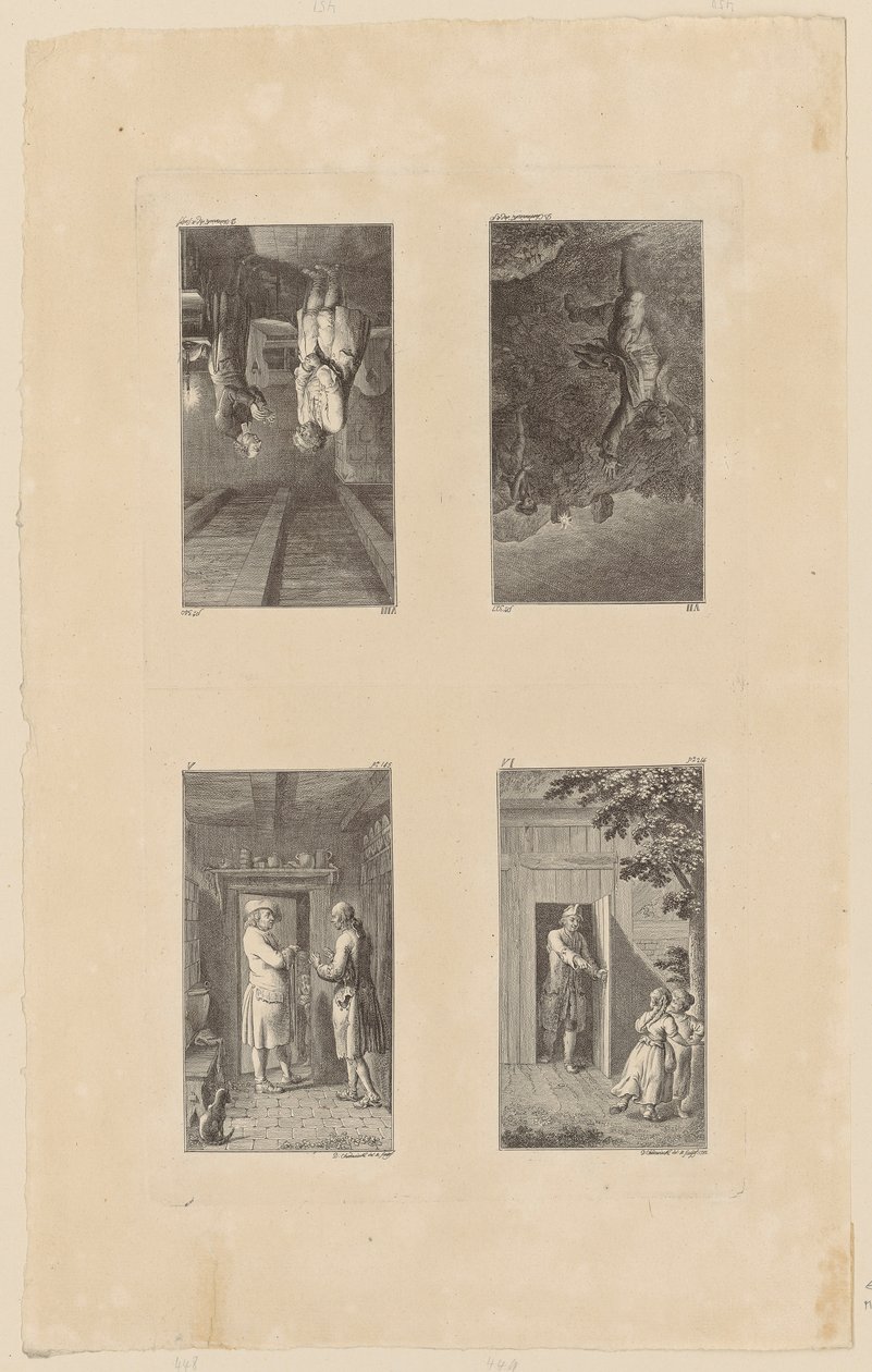 Sidorna 5–8 ur Pestalozzis ”Lienhard och Gertrud” av Daniel Nikolaus Chodowiecki