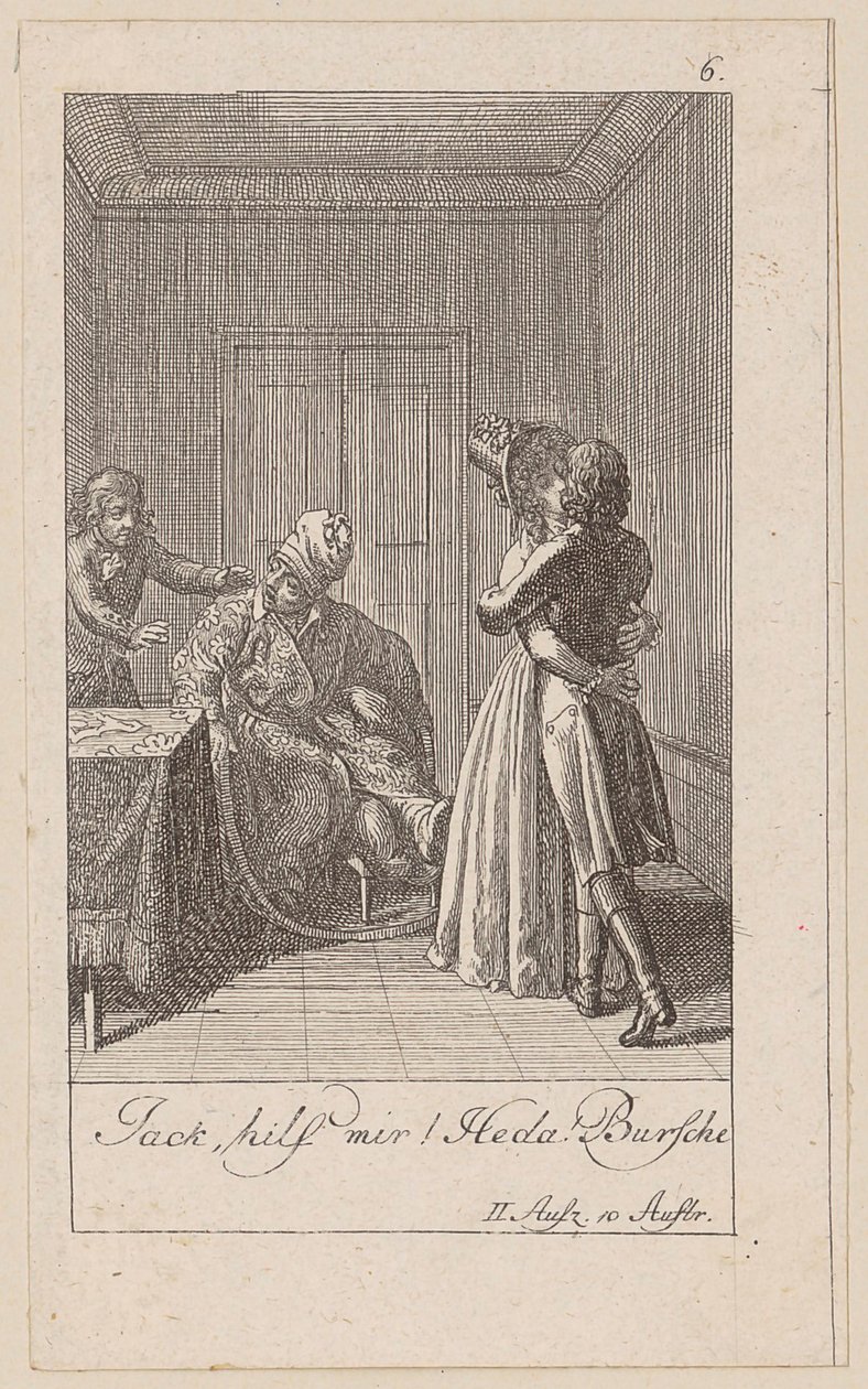 Blad 6 till Aug. von Kotzebues ”Indianerna i England” av Daniel Nikolaus Chodowiecki