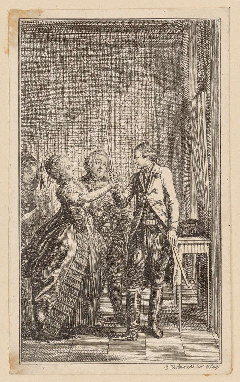 Blad 7 till Duschs ”Carl Ferdiners historia” av Daniel Nikolaus Chodowiecki