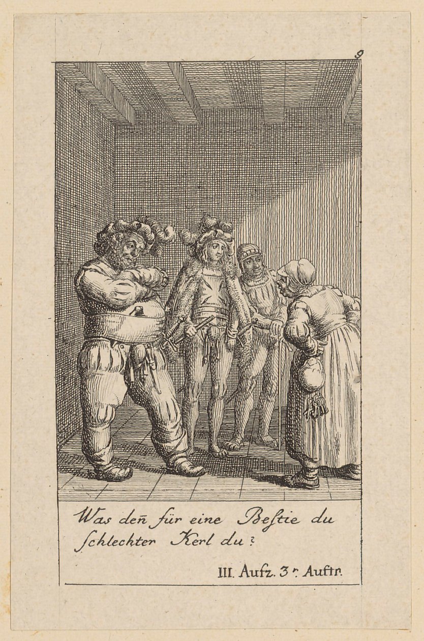 Plansch 9 till Shakespeares "Kung Henrik IV" av Daniel Nikolaus Chodowiecki