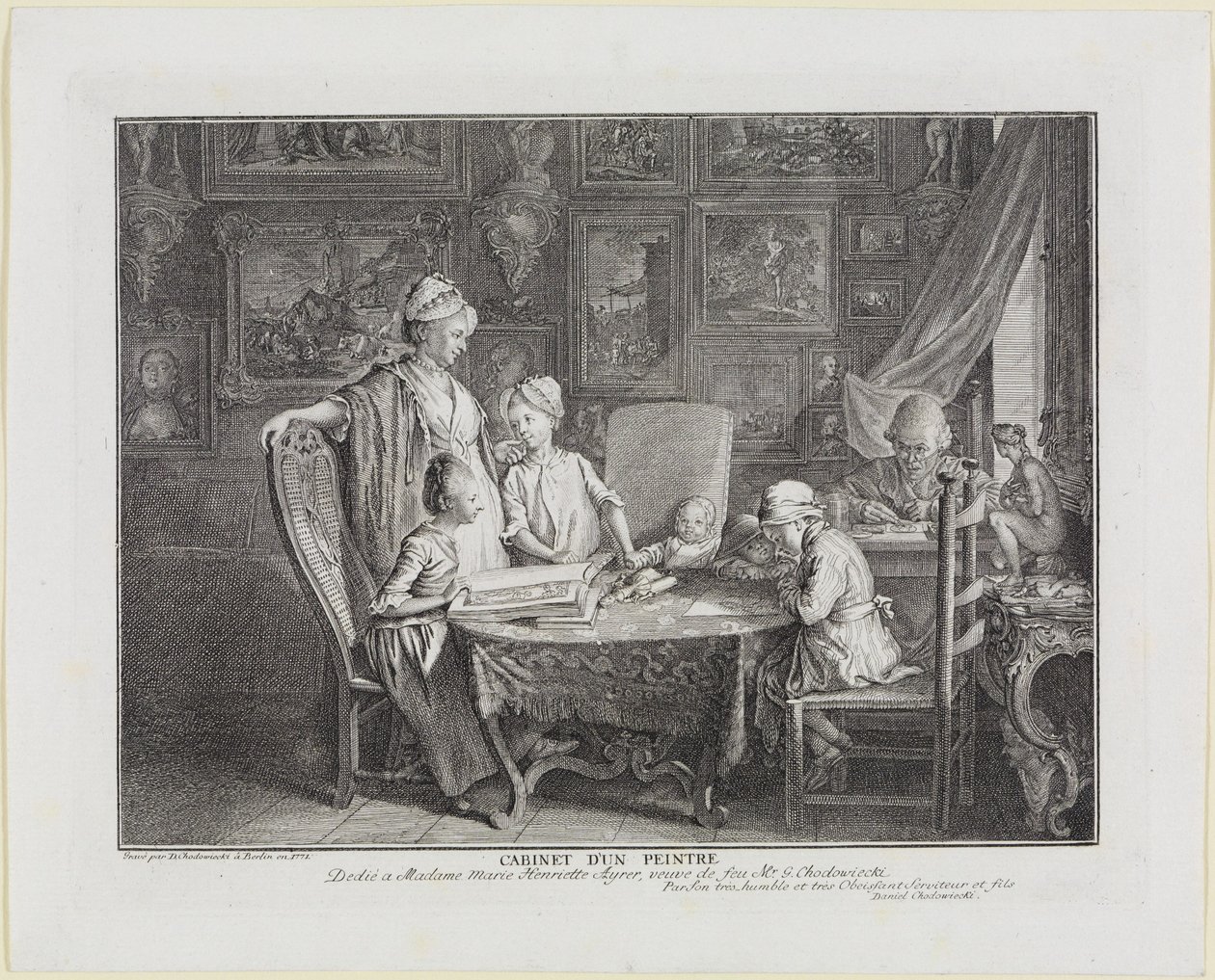 En målares kabinett. Konstnärens familjeblad. av Daniel Nikolaus Chodowiecki