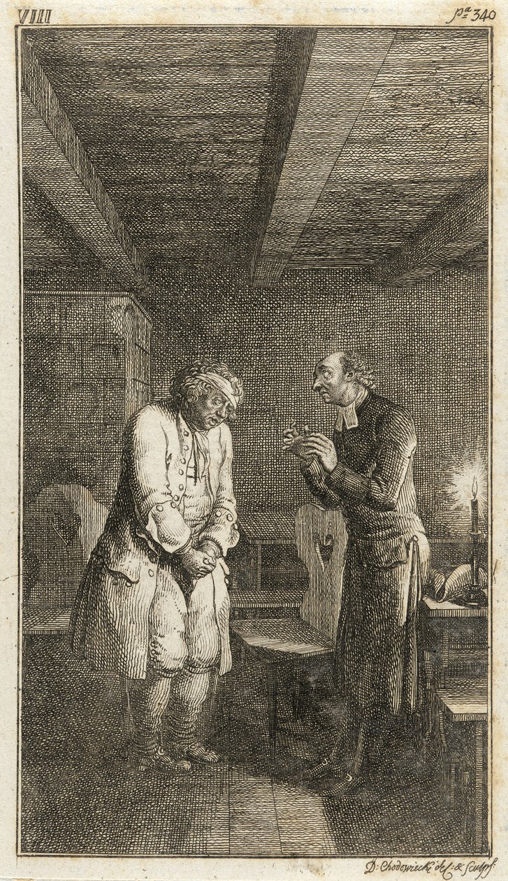 Illustration till Henry Pestalozzis "Leonard och Gertrud eller Bybornas seder" av Daniel Nikolaus Chodowiecki