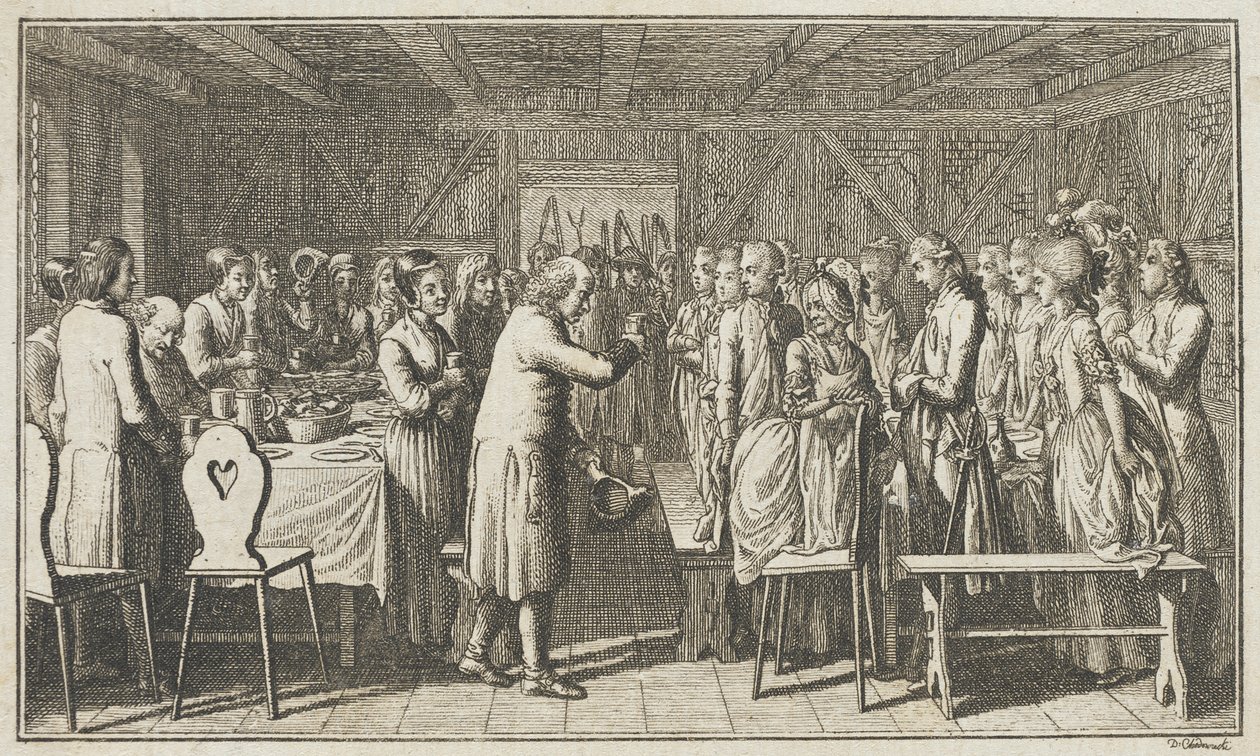 Illustration till Paul Erdmans Fest Wandsbecher ”Budbärare från M. Claudius”, fjärde delen av Daniel Nikolaus Chodowiecki