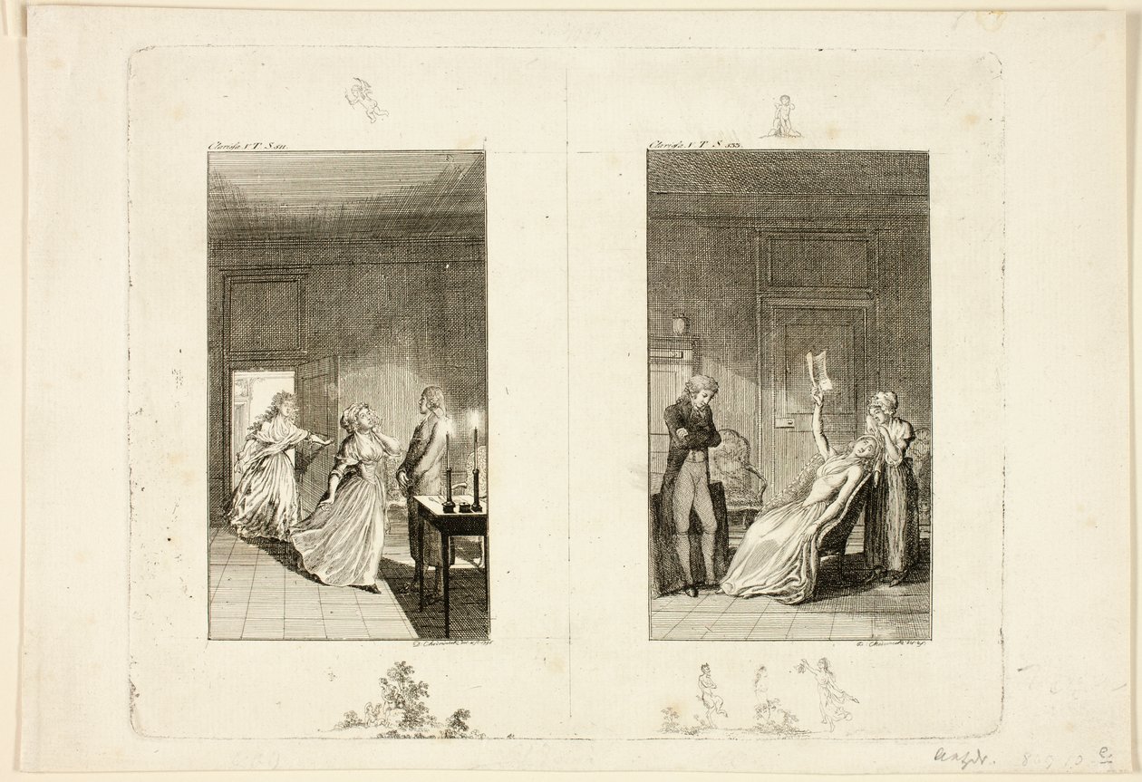 Illustration till Samuel Richardsons *Clarissa* av Daniel Nikolaus Chodowiecki