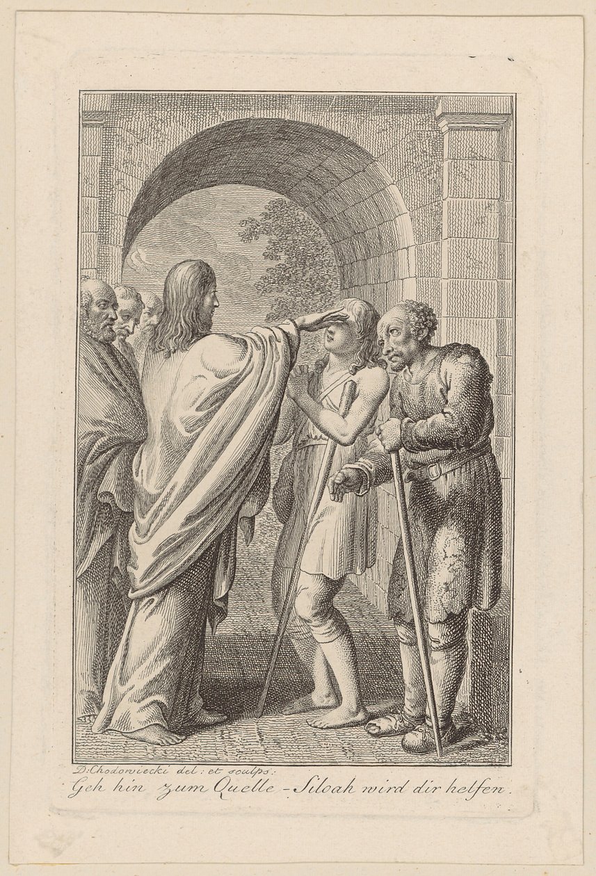 Jesus botar en blind man av Daniel Nikolaus Chodowiecki