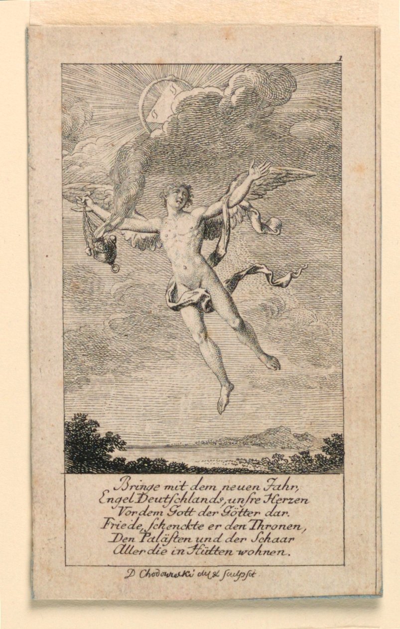 Nyårsönskemål för Tyskland, Illustration för "Königl: Grosbrit [anian] genealogical calendar for the 1780 year Lauenberg by J.G. Berenberg" av Daniel Nikolaus Chodowiecki