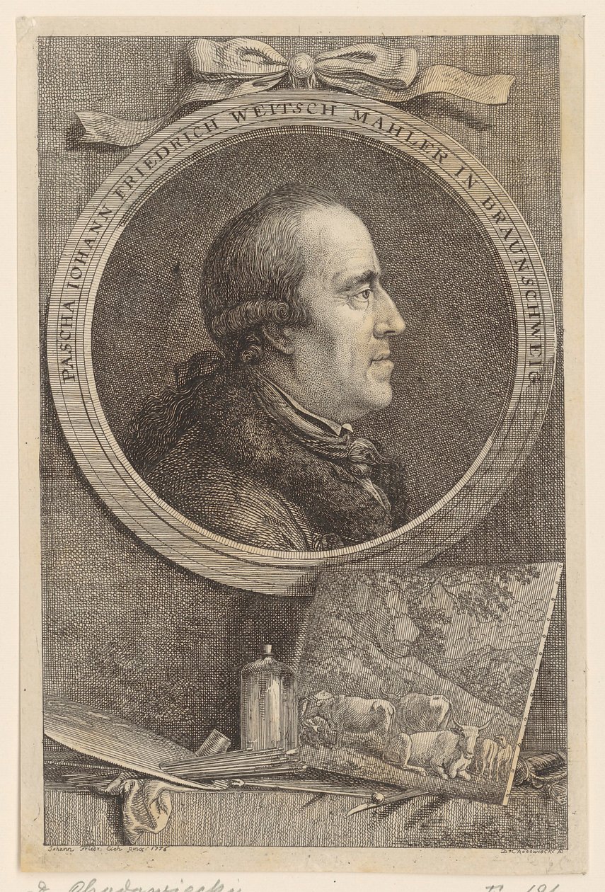 Porträtt av pascha Johann Friedrich Weitsch av Daniel Nikolaus Chodowiecki