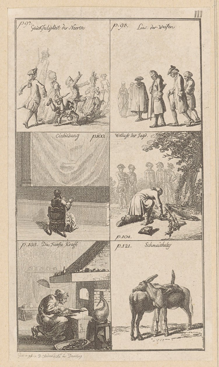 Tavla III till Erasmus ”Beröm av dårskapen” av Daniel Nikolaus Chodowiecki