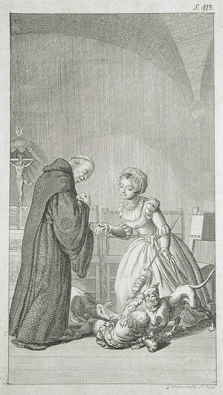 Titelbild till Veit Webers ”Berättelser från antiken: Alliansens bröder” av Daniel Nikolaus Chodowiecki