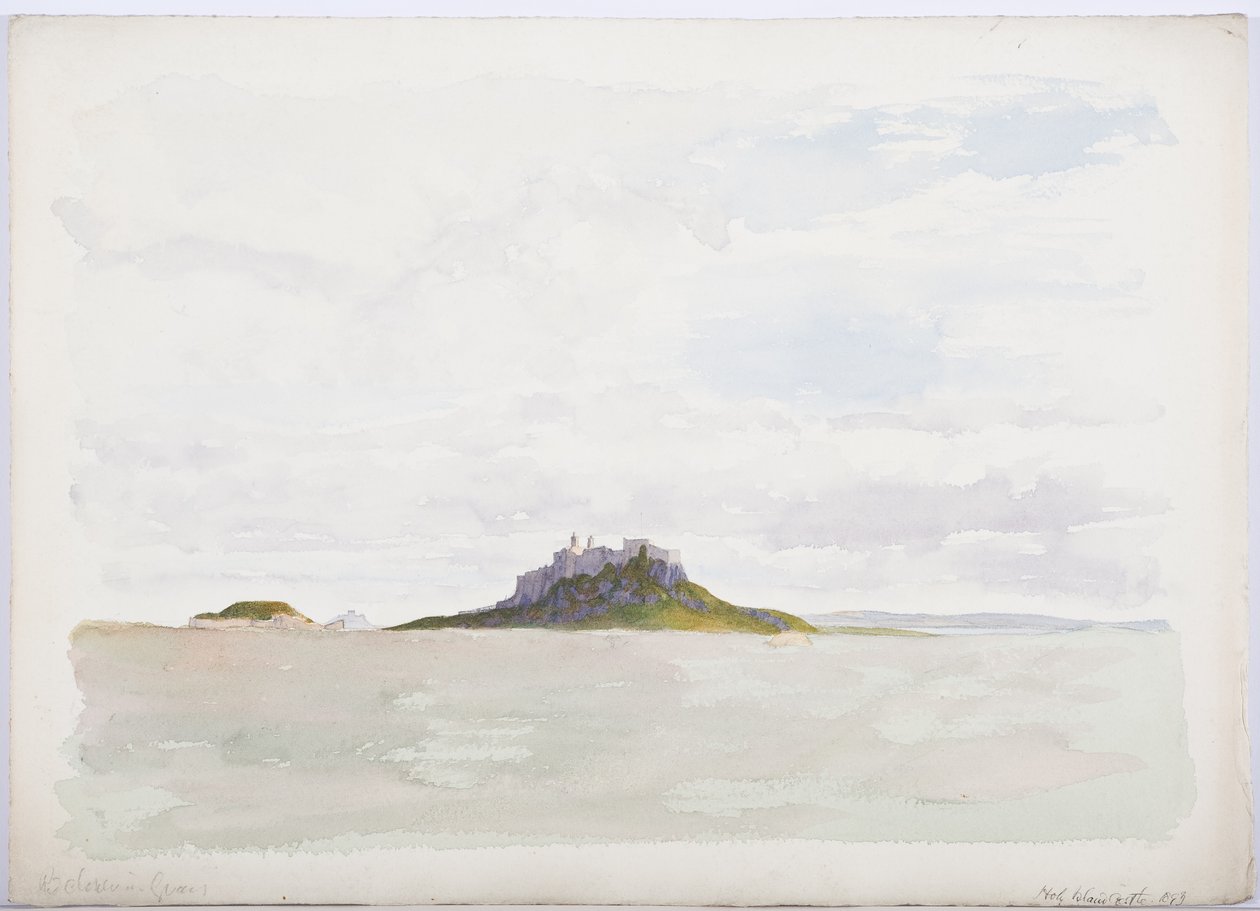 Holy Island Castle, 1893 (penna och wc på papper) av Daniel Oliver