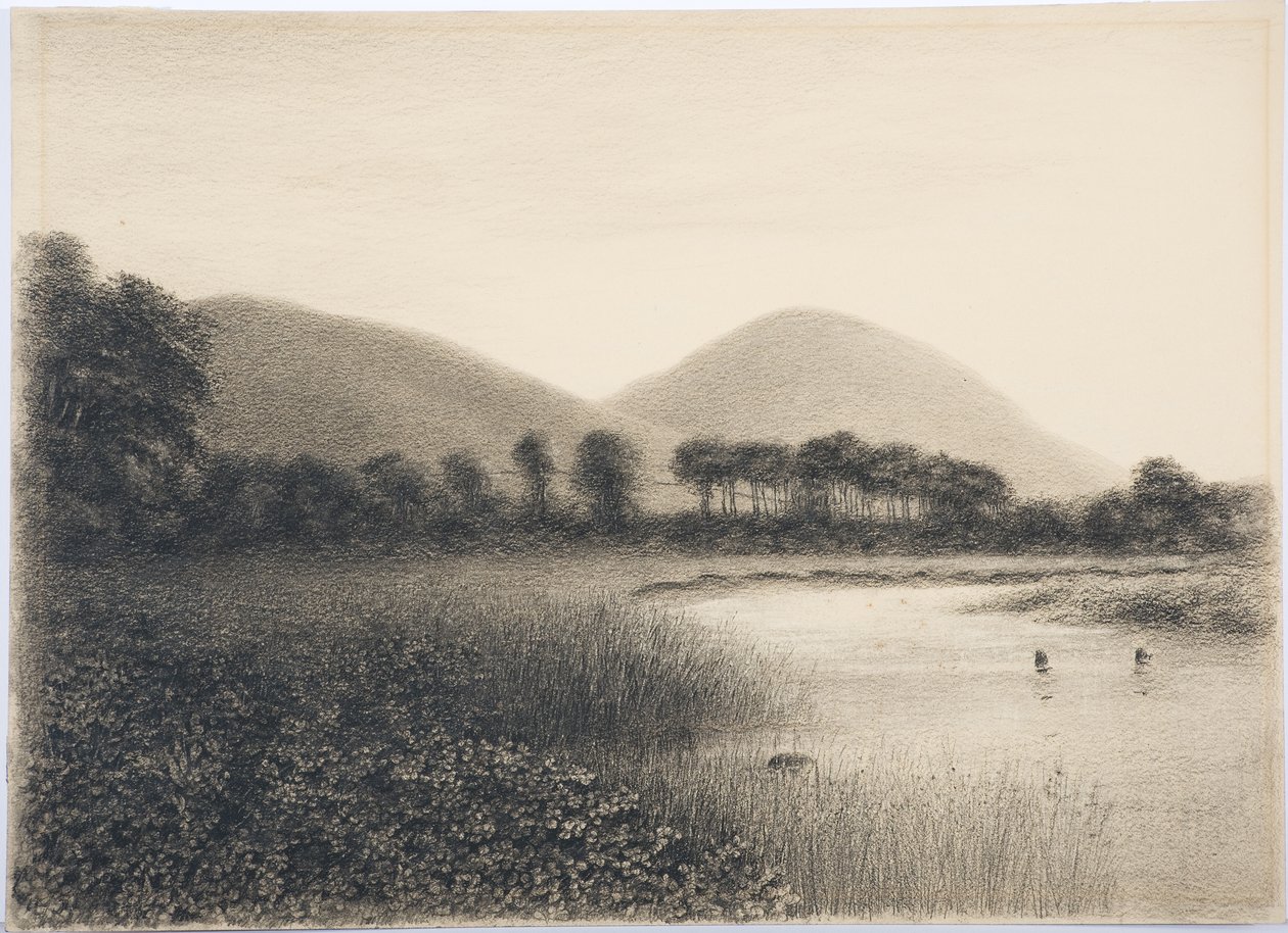 Yeavering Bell, Northumberland, ca 1916 (penna och wc på papper) av Daniel Oliver