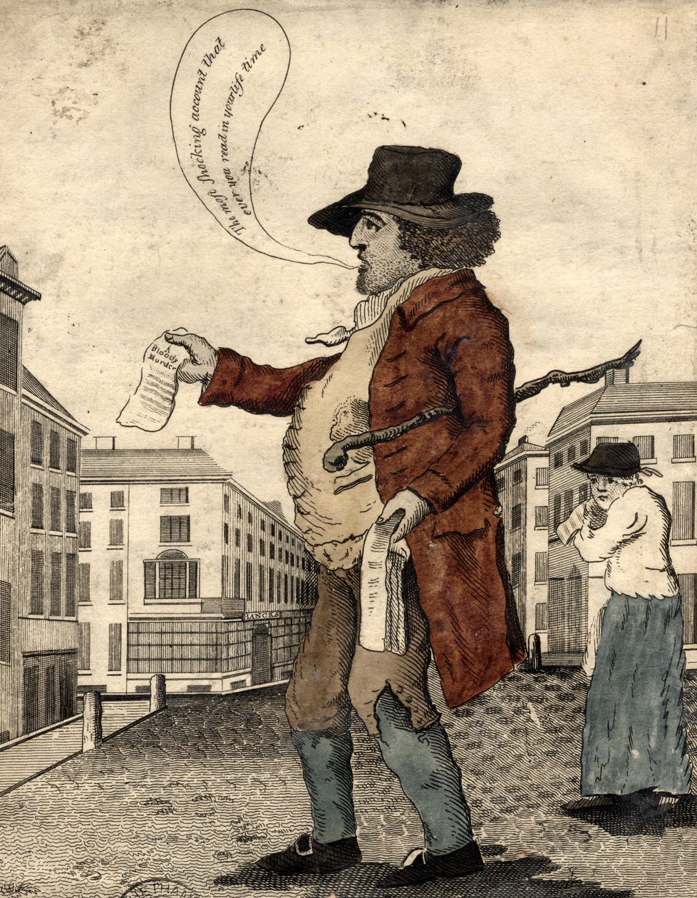 Balladsäljare, tidigt 1800-tal (handkolorerad gravyr) av Daniel Orme