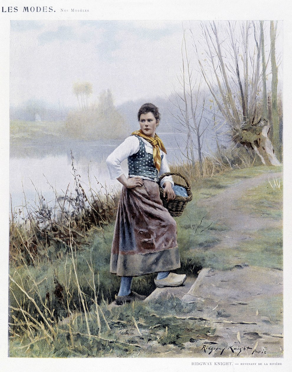 Kvinna som återvänder från floden av R. Knight, ca. 1905 av Daniel Ridgway Knight