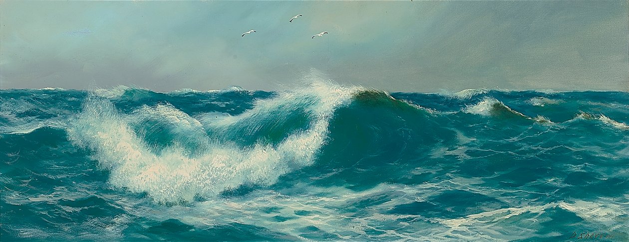 Vågor (olja på duk) av Daniel Sherrin