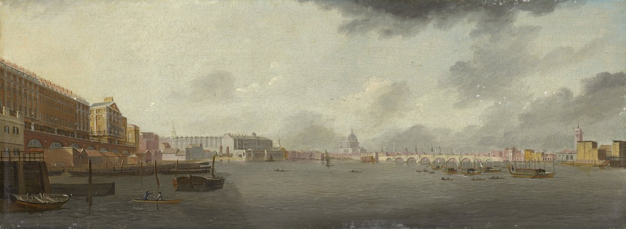 En utsikt över Themsen som ser österut med Adelphi, Somerset House och Saint Paul