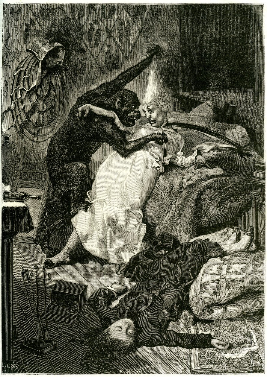 Illustration till "Morden på Rue Morgue" av Edgar Allan Poe av Daniel Urrabieta (after) Vierge