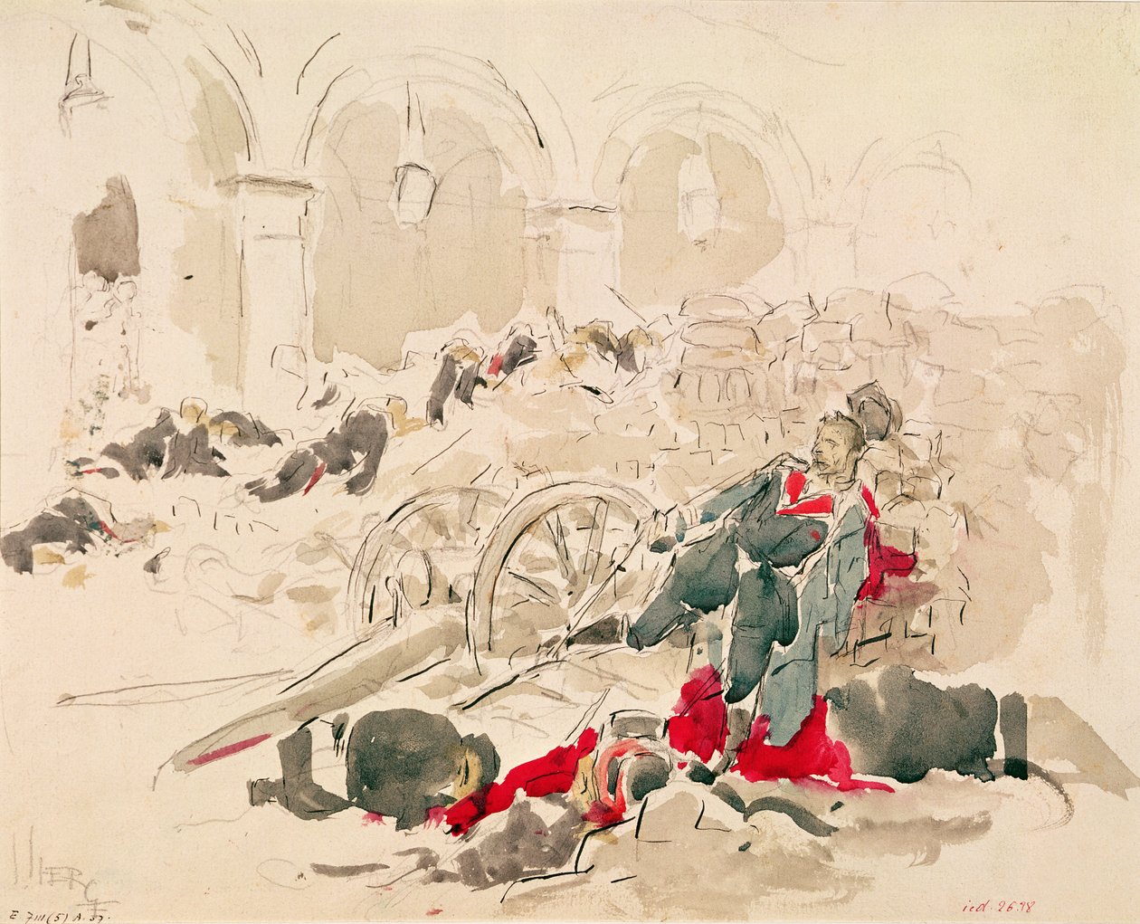 Barrikad på Rue de Rivoli under Pariskommunen av Daniel Urrabieta Vierge