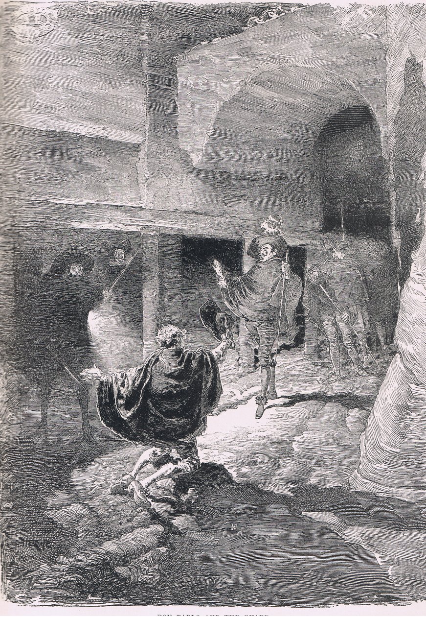 Don Pablo och vakten, från The Magazine of Art 1893, Cassell and Company av Daniel Urrabieta Vierge