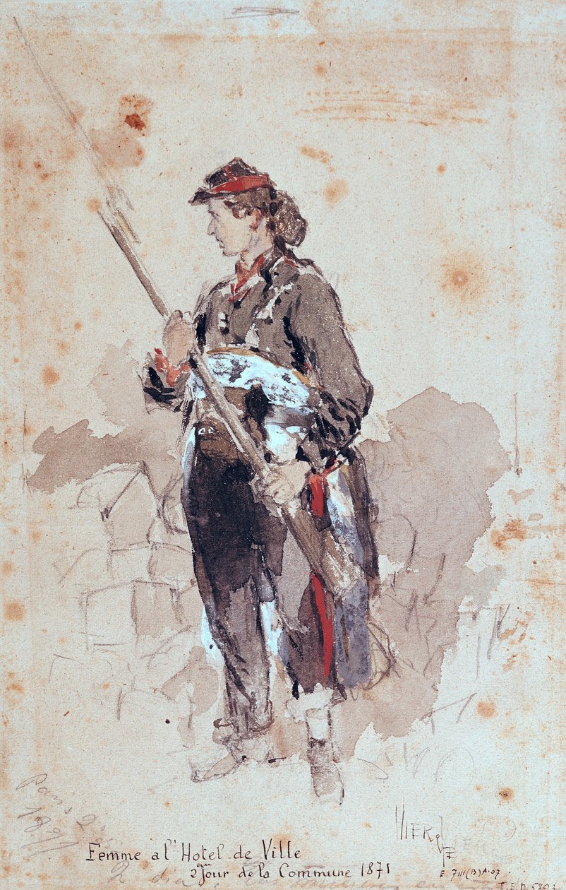 Kvinna på Hotel de Ville, Pariskommunens andra dag, 1871 av Daniel Urrabieta Vierge