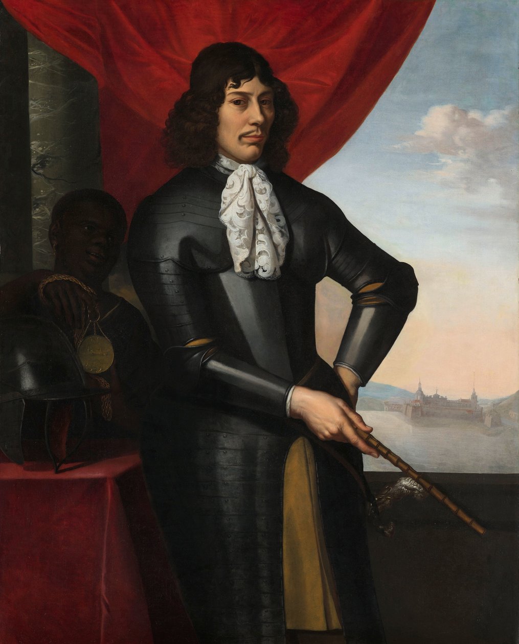 Porträtt av Jan Valckenburgh och en förslavad tjänare av Daniel Vertangen (signed by artist)