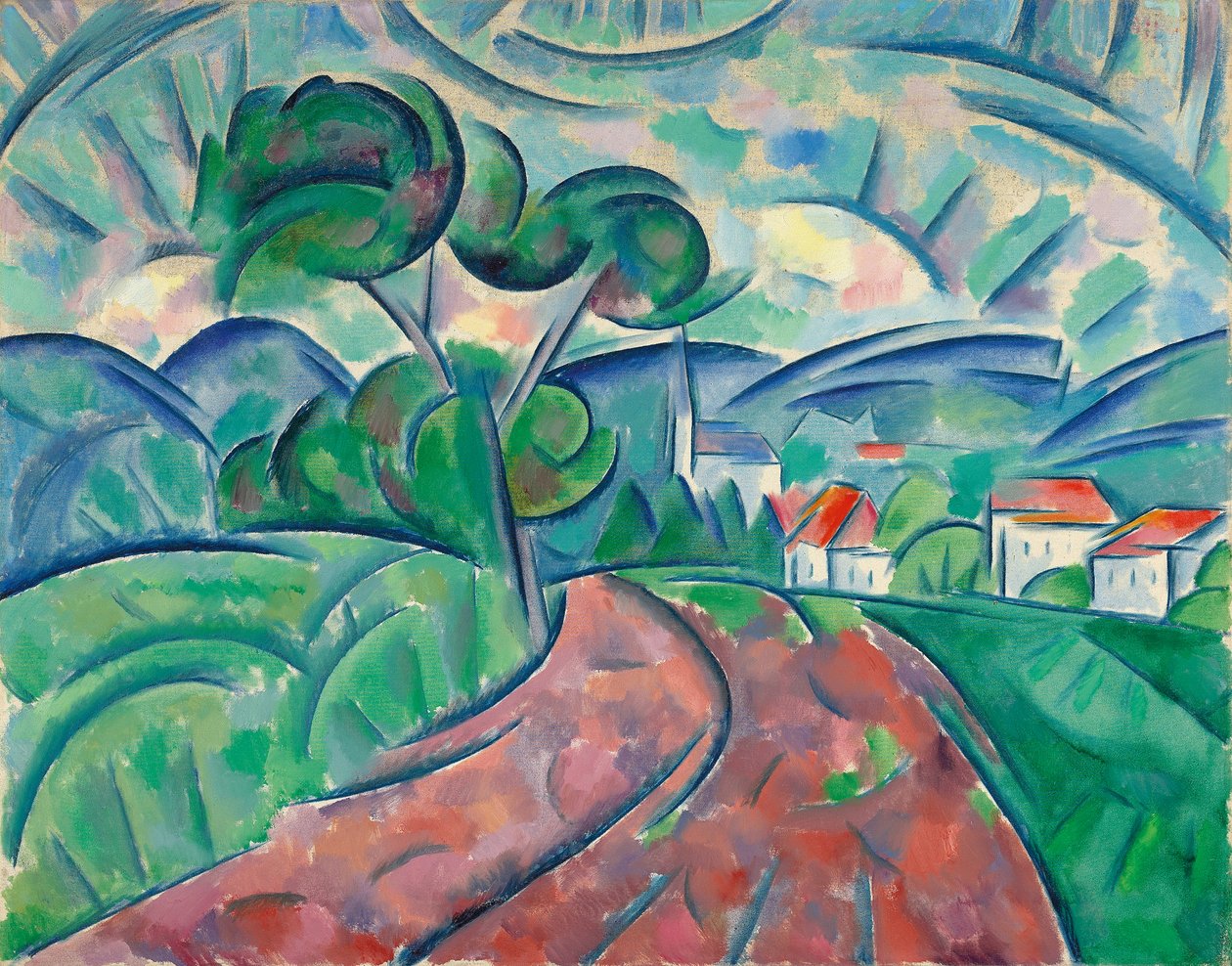 Vägen till byn; La route au village, ca 1908-1912 av Daniel Vladimir Baranoff Rossine