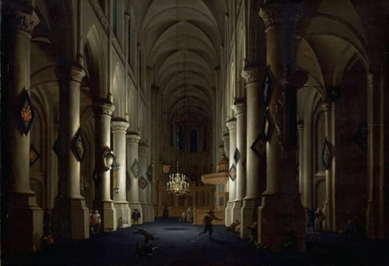 Interiör av en kyrka av Daniel de Blieck