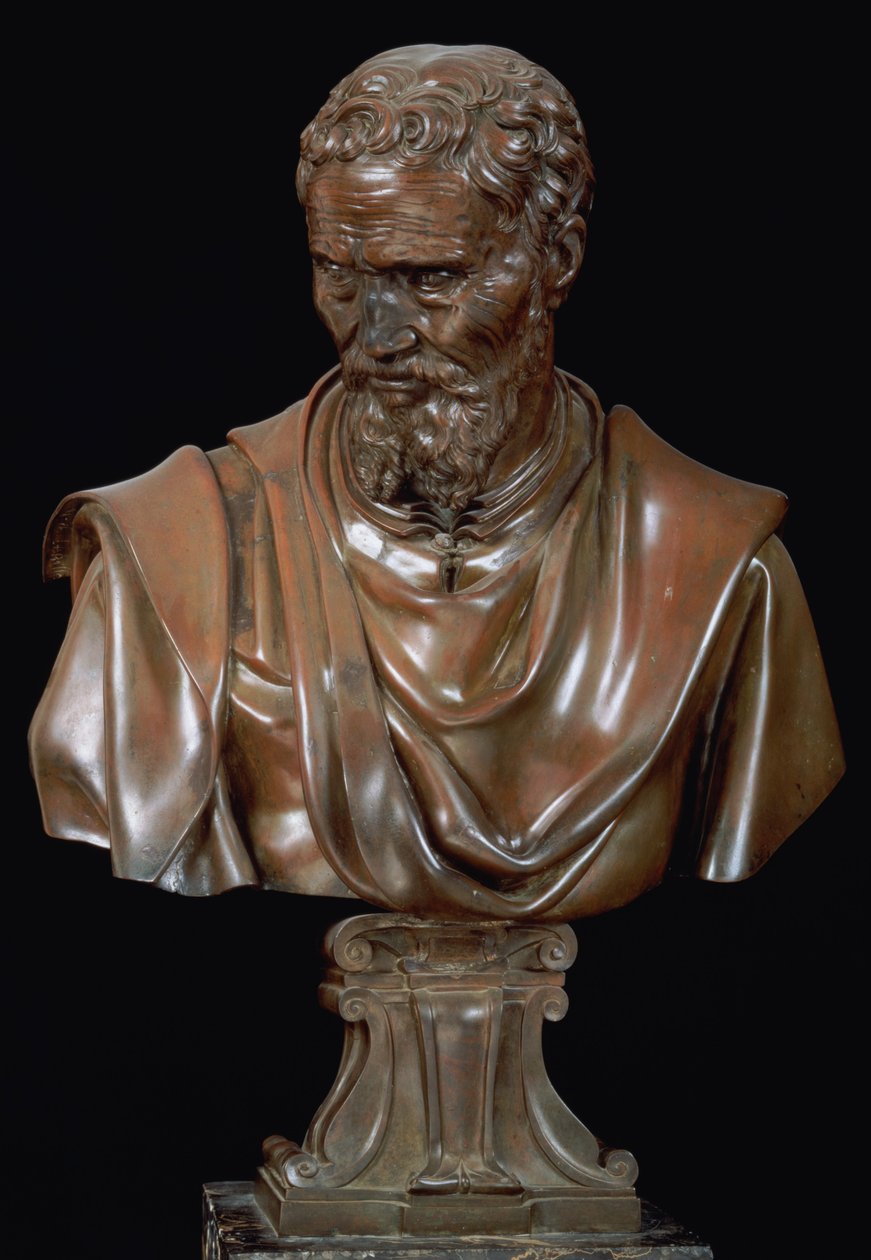 Porträttbyst av Michelangelo Buonarroti (1475-1564) (brons) av Daniele da Volterra