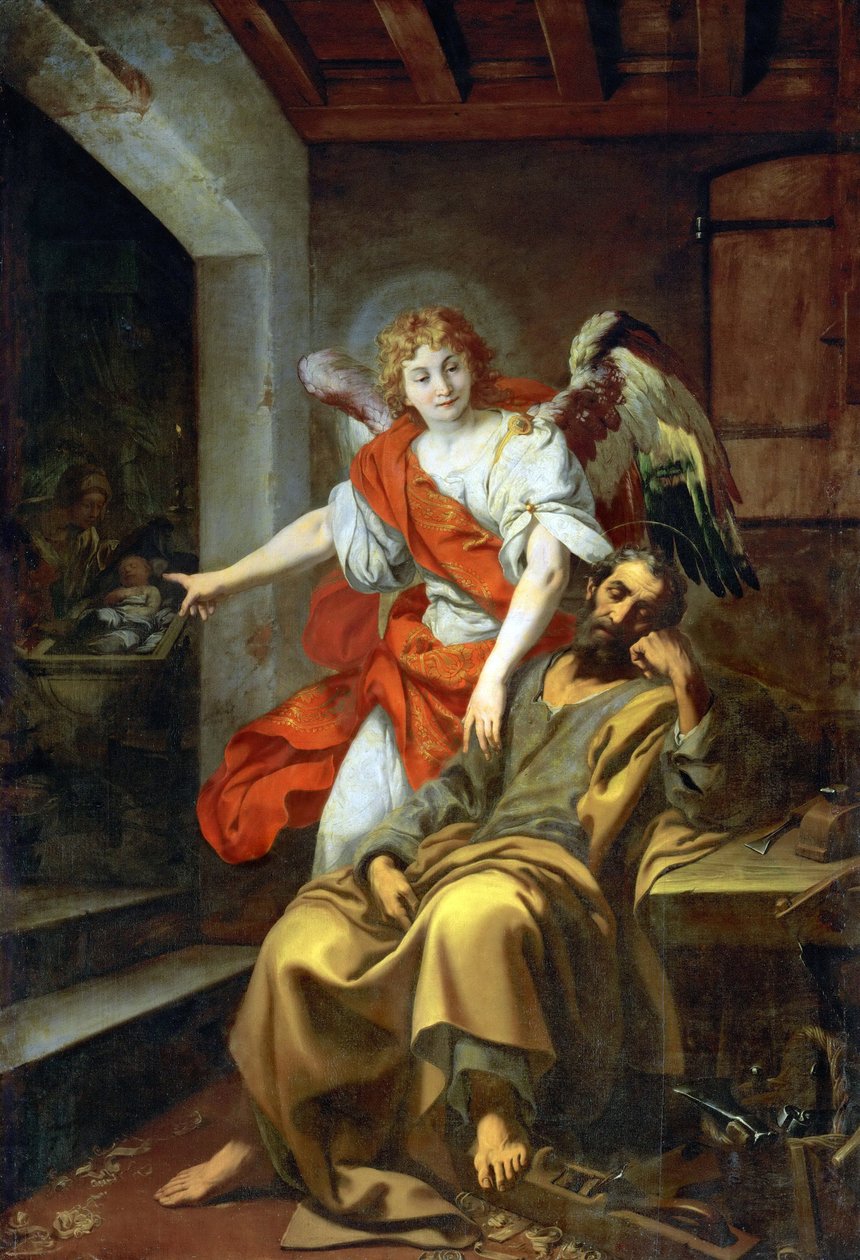 Barock : le songe de Joseph - The Dream of St. Joseph par Crespi, Daniele (1598-1630), ca. 1620-1630. Olja på duk, 297x203. Konsthistoriska museet, Vienne av Daniele Crespi