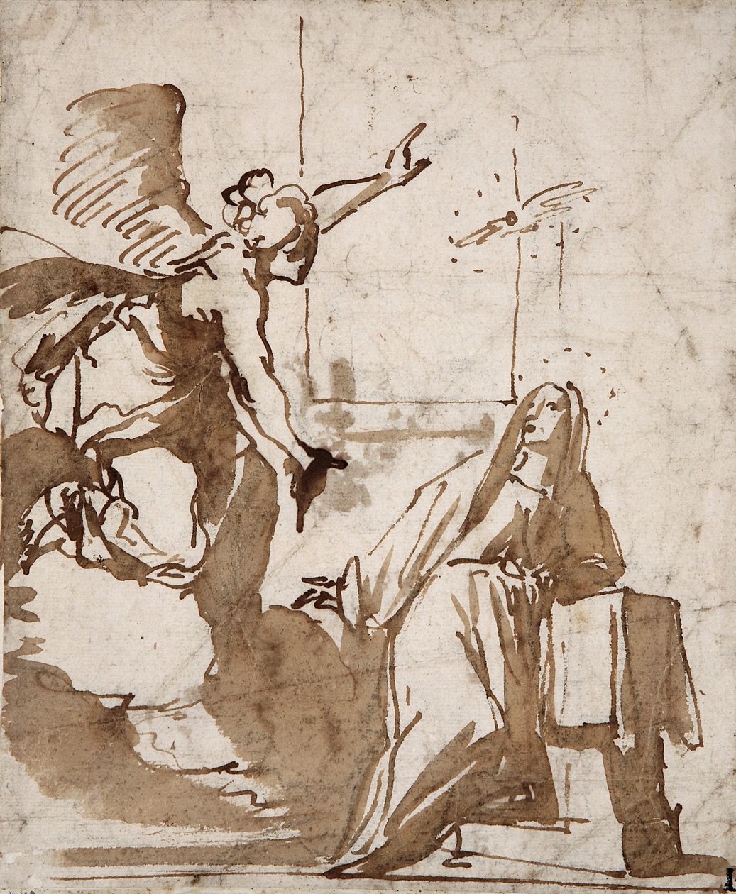 Förberedelse av bebådelseteckningen av Daniele Crespi (1598-1630) Marcora-samlingen från 1600-talet av Daniele Crespi