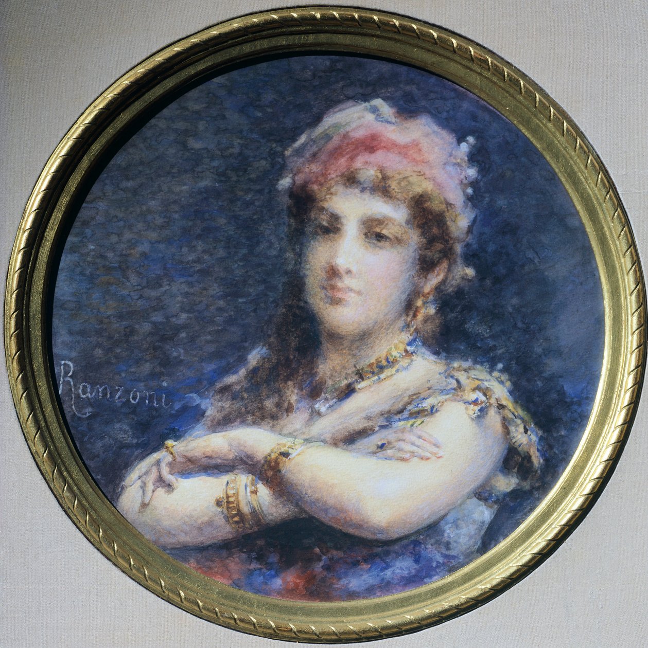Porträtt av prinsessan Troubetzkoy, av Daniele Ranzoni (1843-1889), akvarell av Danielle Ranzoni