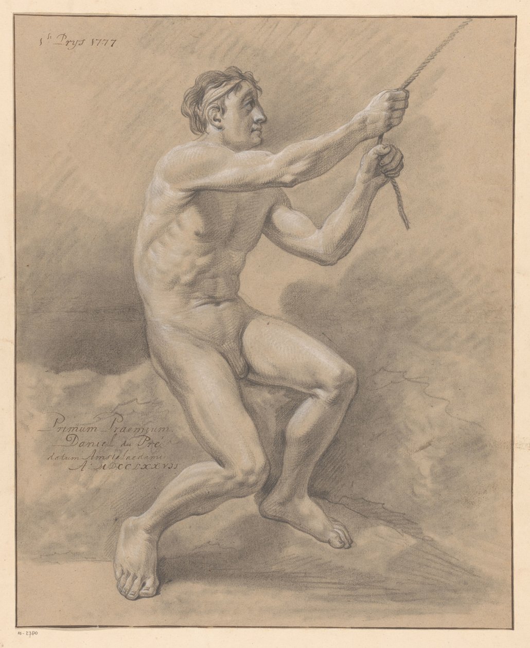 Sittande man naken, från sidan (1:a pris 1777) av Daniël Dupré