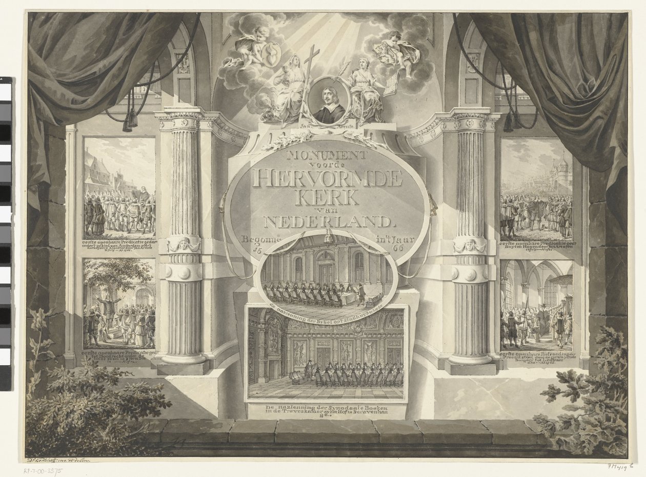 Monument till den reformerade kyrkan i Nederländerna, från 1566 Monument till den reformerade kyrkan i Nederländerna. Började år 1566 (titel på objekt) av Daniël Kerkhoff
