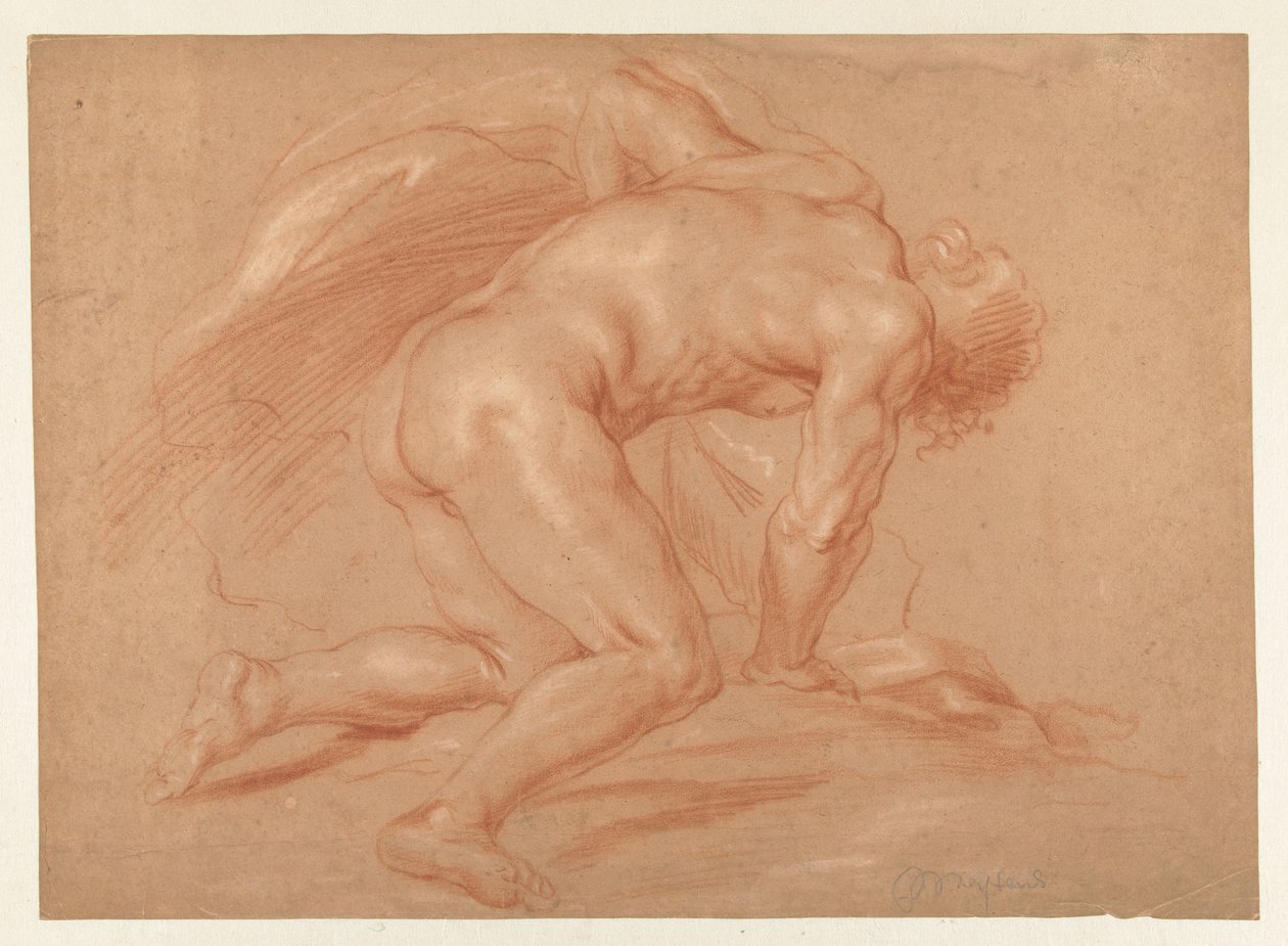 Knästående hane naken av Daniël Mijtens (II) (attributed to)