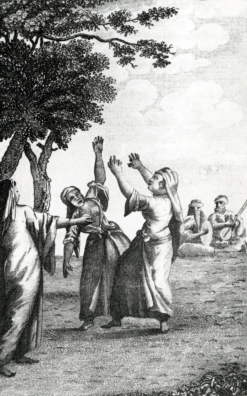 Dansande flickor i Egypten, hämtat från Niebuhrs resor genom Arabien och andra länder i öst, 1792 av Danish School