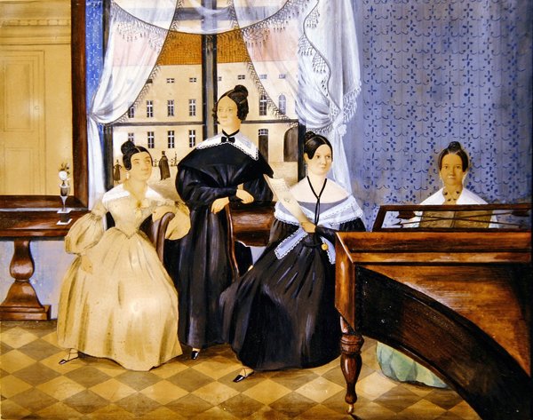 Pianokonsert, ca 1830 (akvarell med gouache på papper) av Danish School