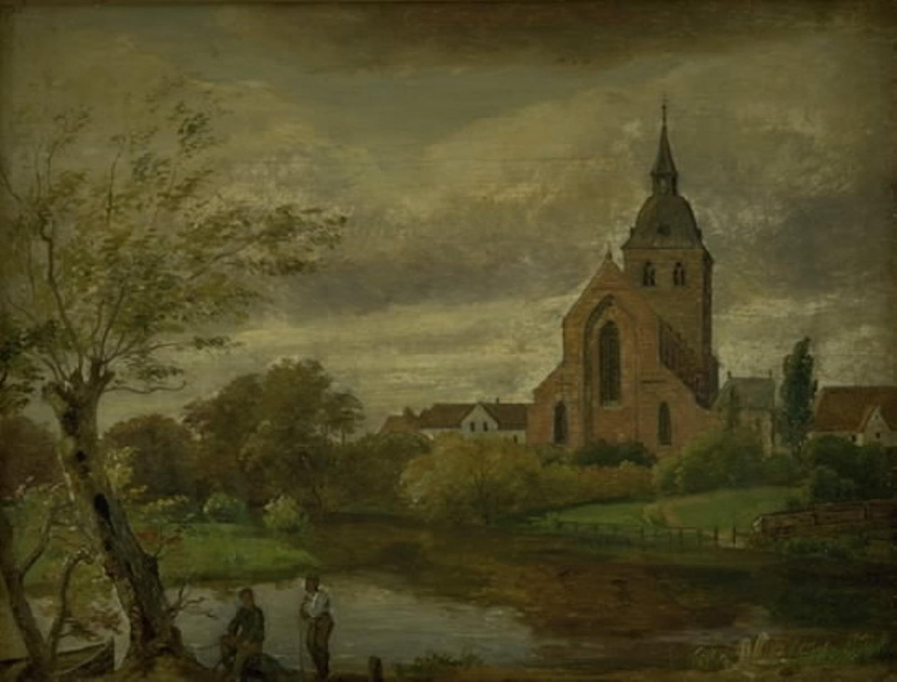 St Knuds kyrka vid floden i Odense. Höst av Dankvart Dreyer