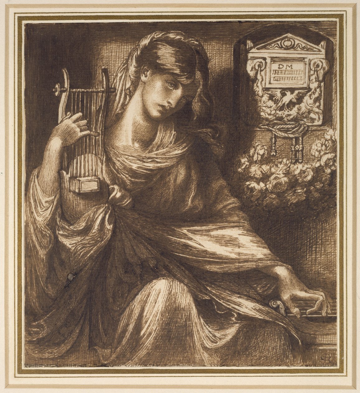 En romersk änka, 1800-talet (penna och brunt bläck på papper) av Dante Gabriel Charles Rossetti