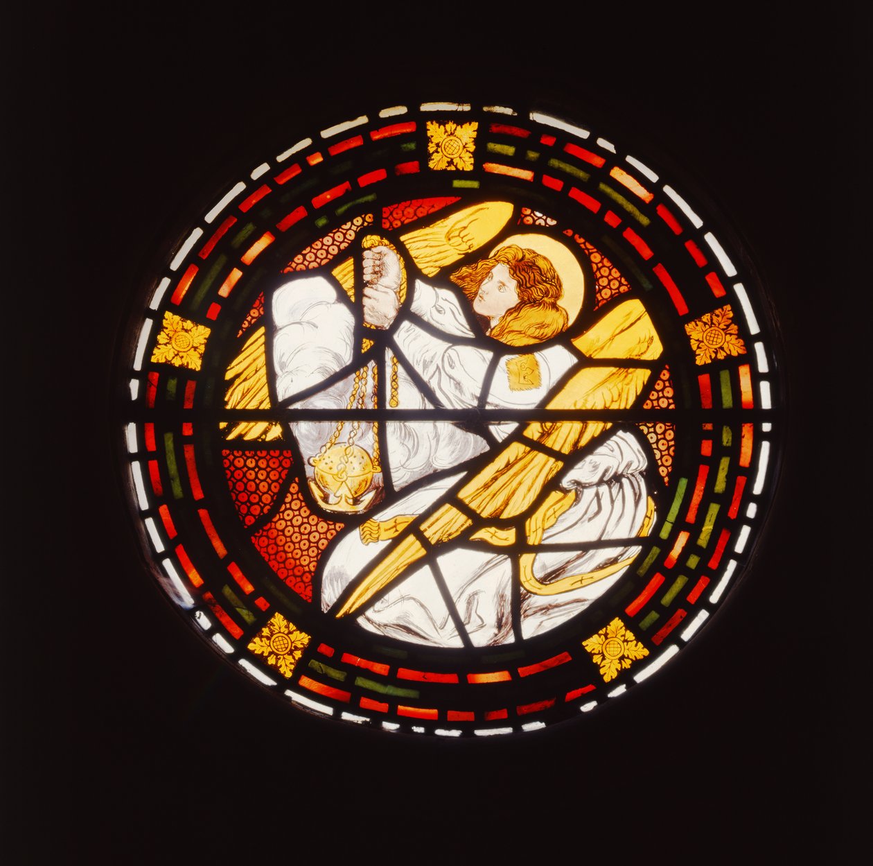 Ängel som erbjuder ett rökelsekar, 1861 (glasmålning) av Dante Gabriel Charles Rossetti