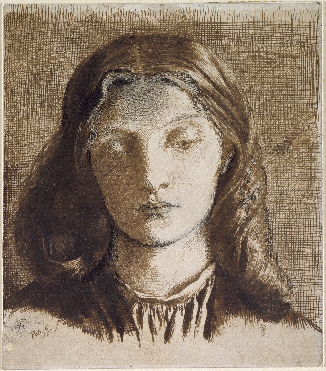 Elizabeth Siddal, 1855 (penna och bläck på papper) av Dante Gabriel Charles Rossetti
