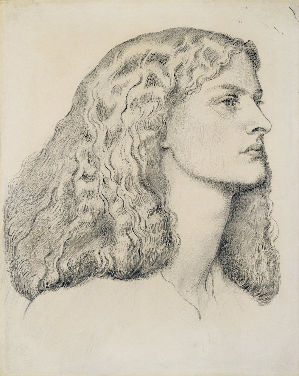 Porträtt av Annie Miller, ca 1860 (penna, penna, bläck och tvätt på papper) av Dante Gabriel Charles Rossetti