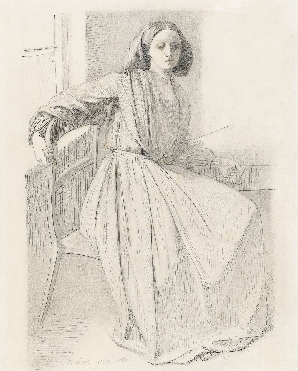 Porträtt av Elizabeth Siddal, 1854-56 av Dante Gabriel Charles Rossetti