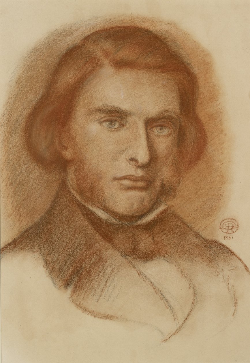 Porträtt av John Ruskin, 1861 (röd och lite svart krita) av Dante Gabriel Charles Rossetti