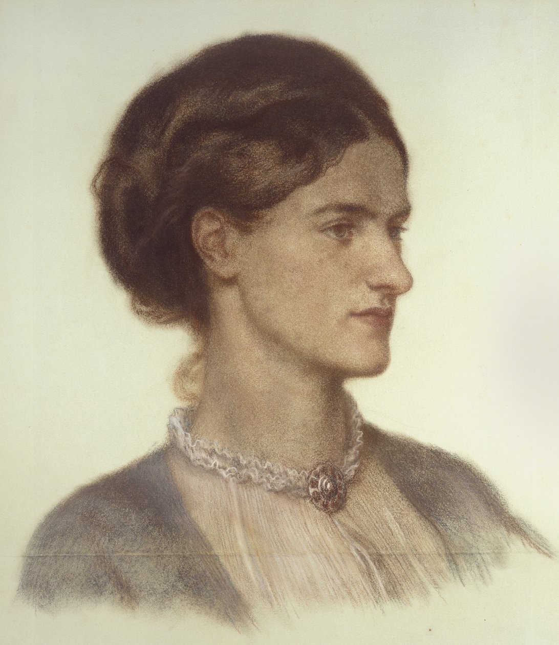 Porträtt av Rosalind, grevinna av Carlisle, 1870 - 1870 (färgad krita på grågrönt papper) av Dante Gabriel Charles Rossetti