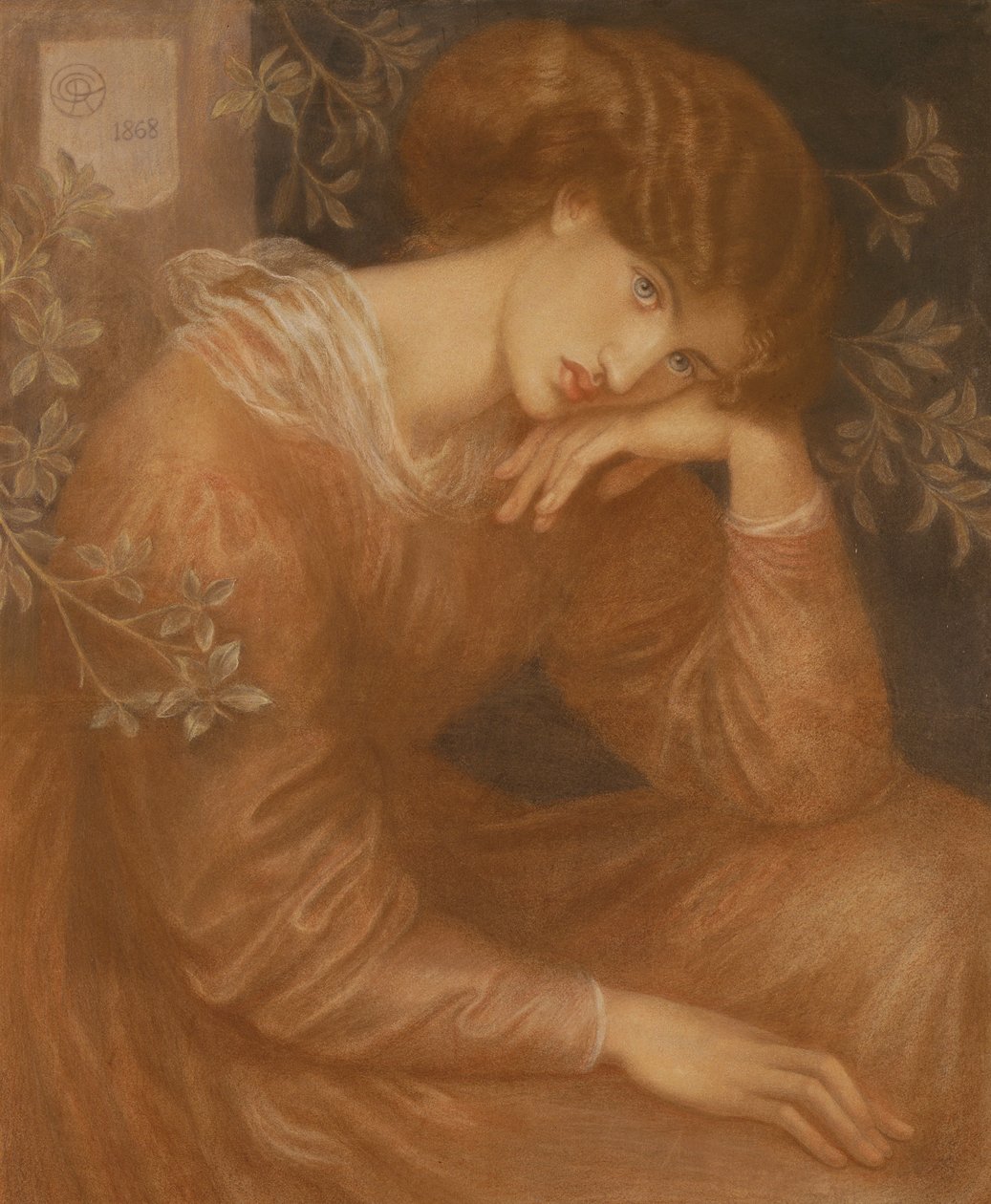 Reverie, 1868 (färgad krita på papper) av Dante Gabriel Charles Rossetti